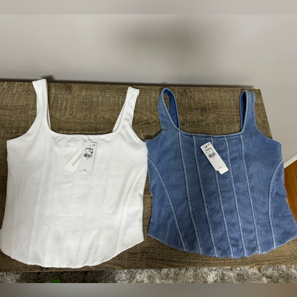 Express Body Contour Corset Denim Tops
